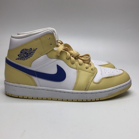 Women’s Air Jordan 1 mid yellow/Blue/White BQ6472-701 USED size 11.5 - Picture 2 of 12